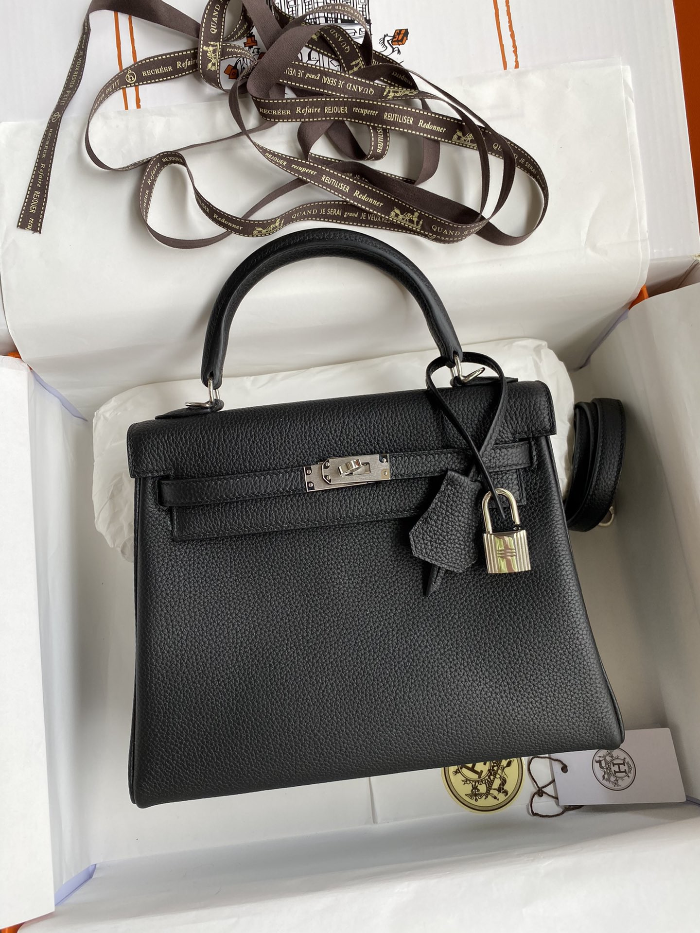 HERMÈS Kelly Silver-tone Hardware 25 28