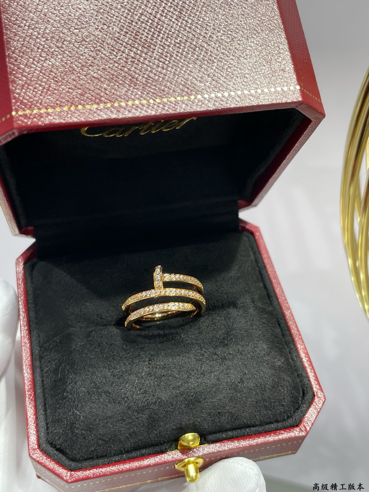 ca*t*er three-ring full Di*m*nd nail ring