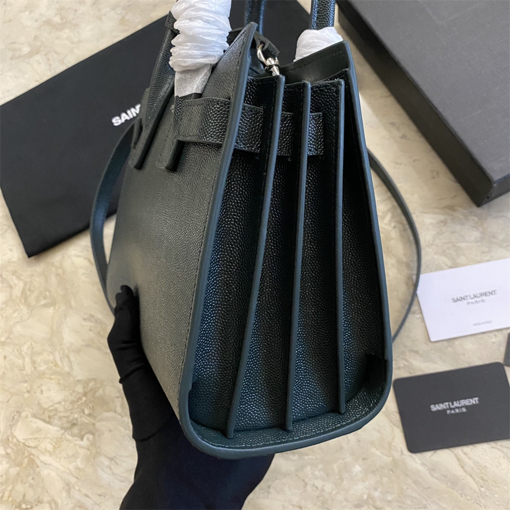 Y*L sac de jour nano in grained leather green