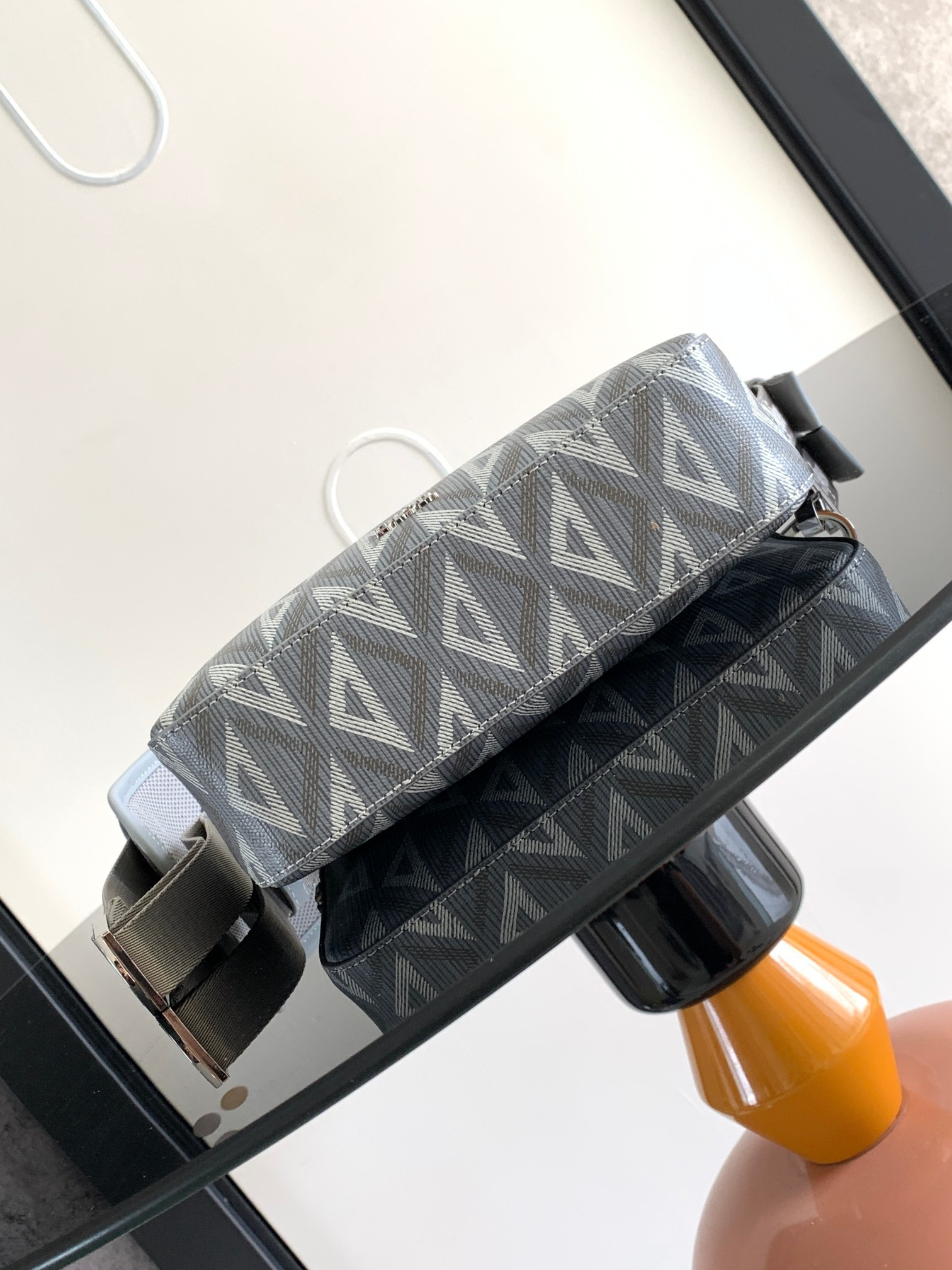 D*or safari bag with strap light gray 8.5 x 6 x 2.5 inches