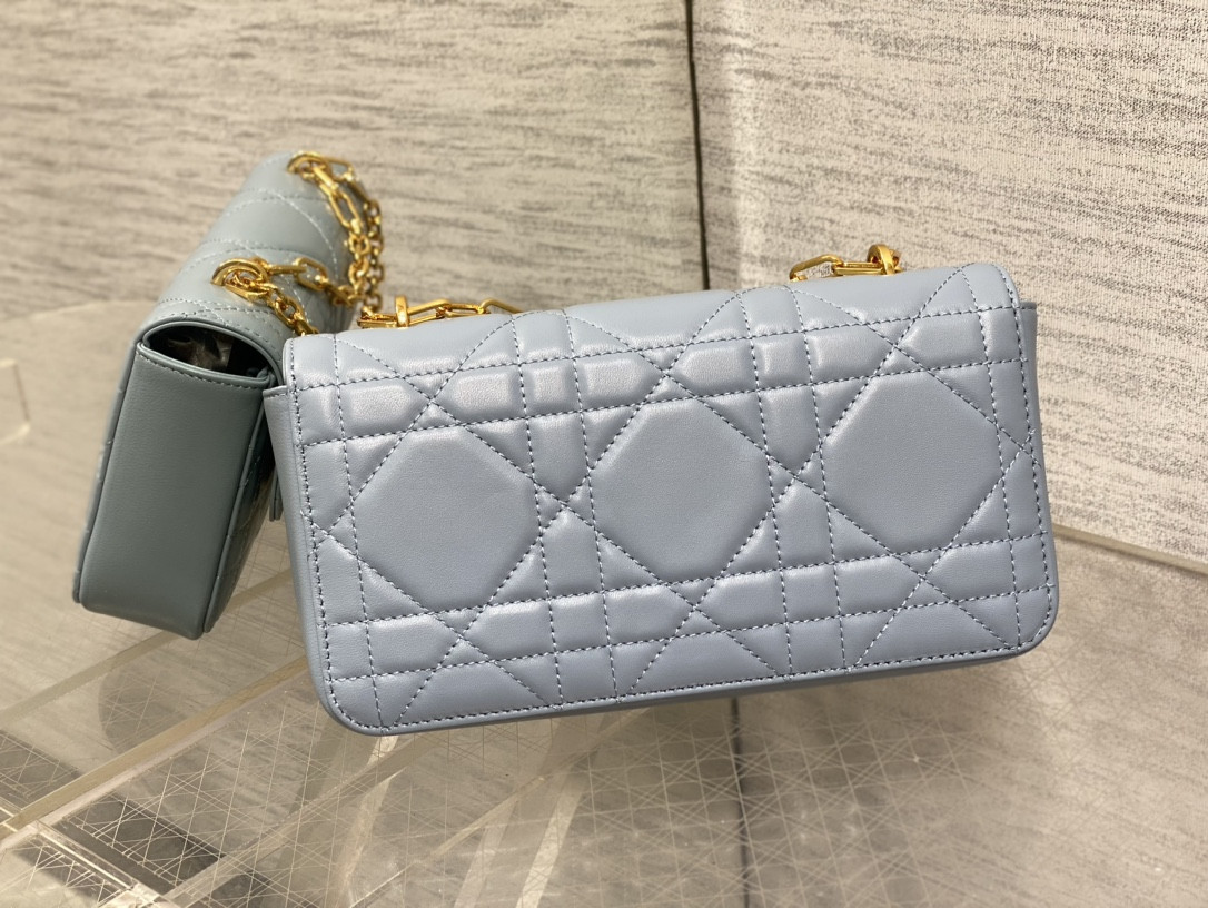 D*or mini D*or ange bag blue macrocannage calfskin 20 x 12 x 5 cm