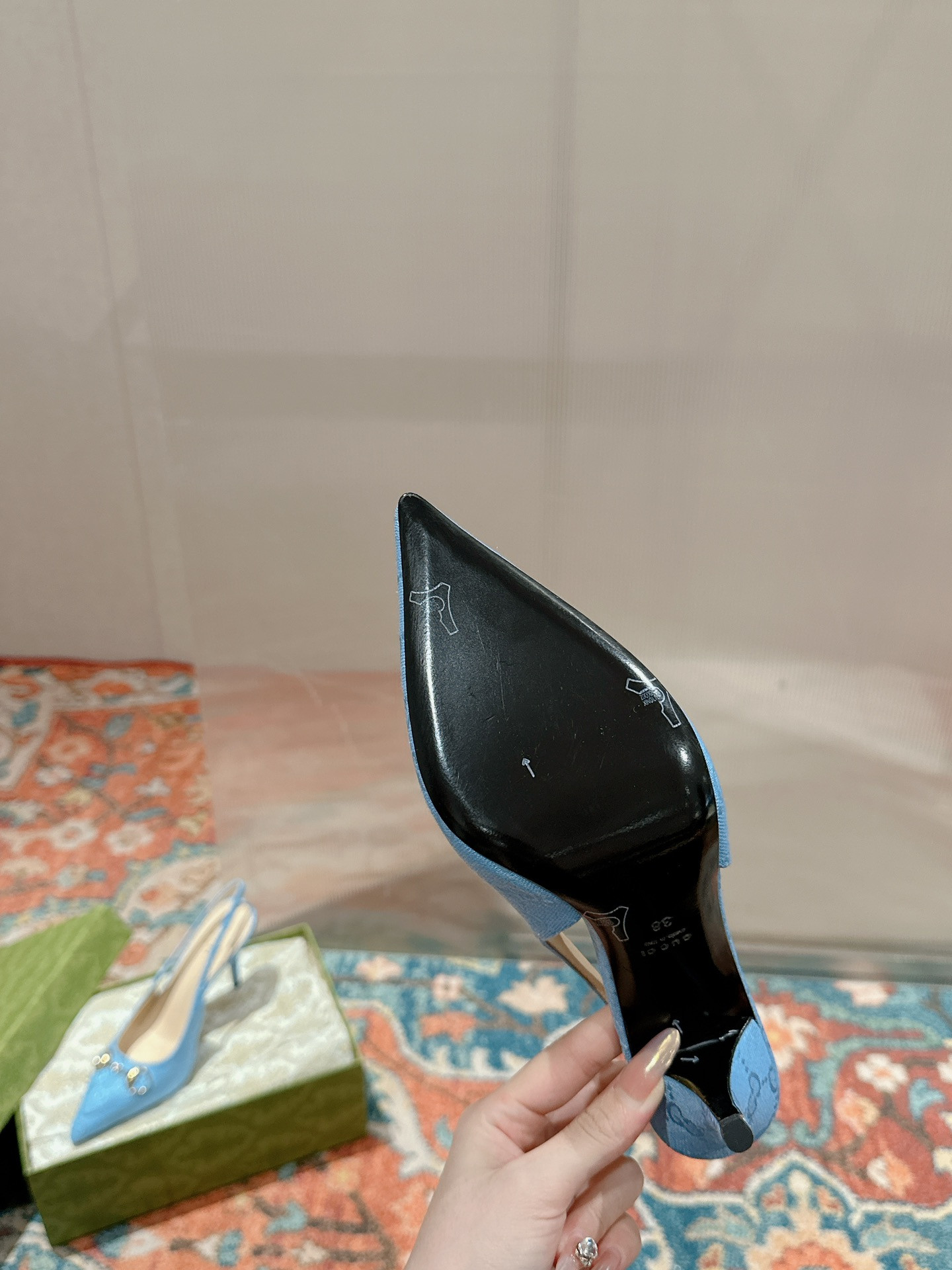 ua G*u*i horsebit slingback pump high heel