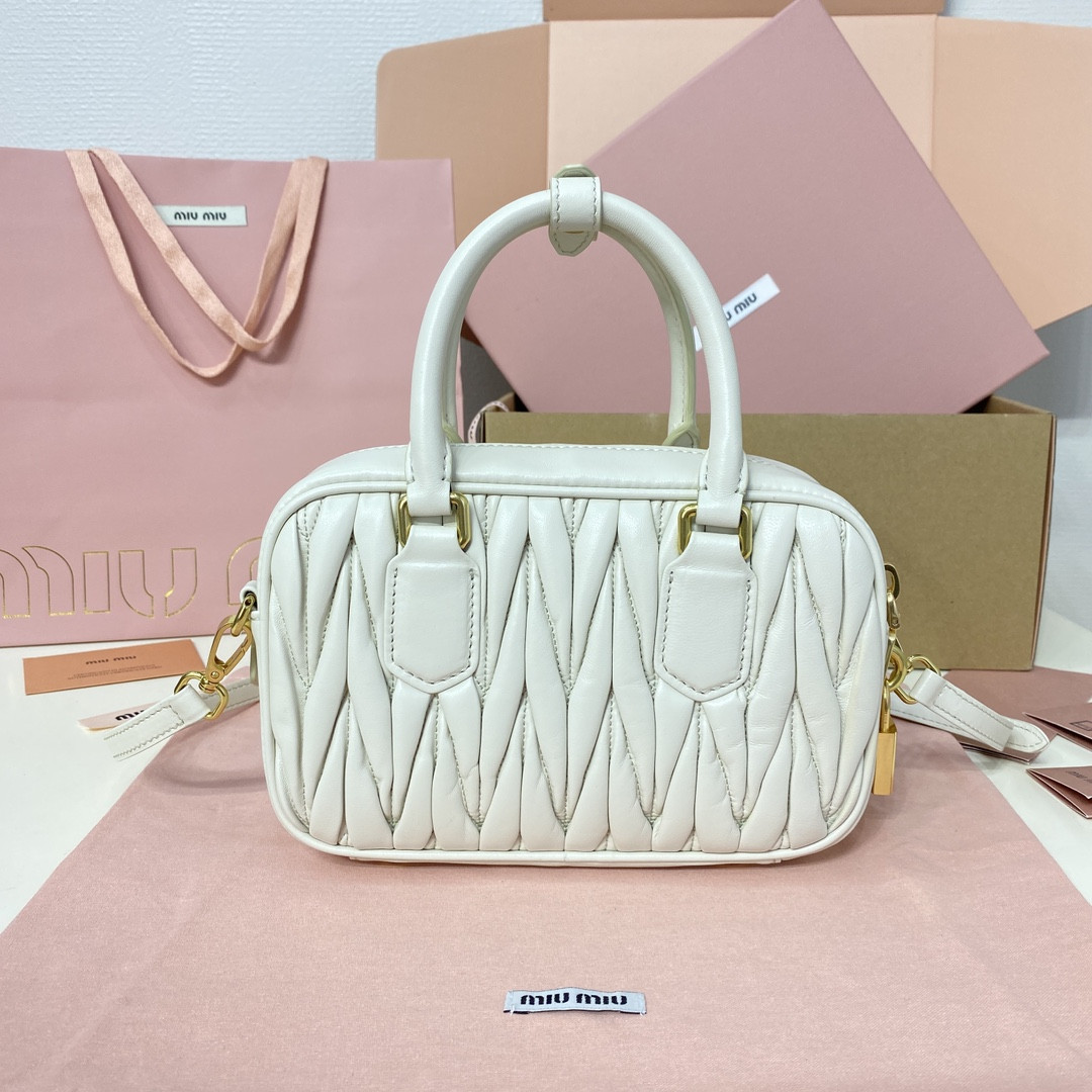 Miu Miu Arcadie matelassé nappa leather bag 13x19x6cm
