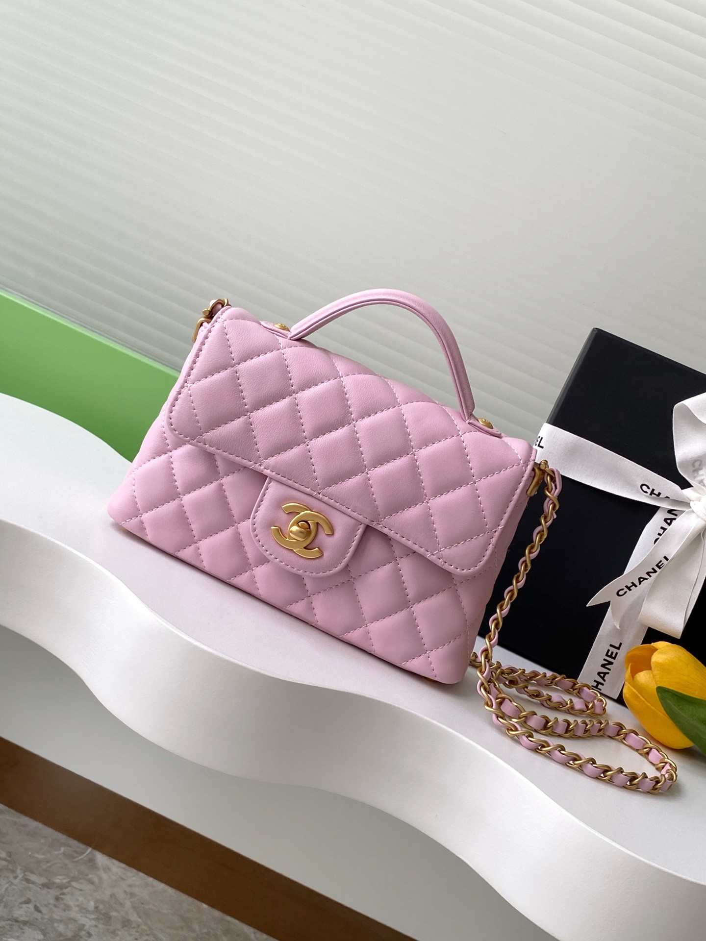 Ch*el small top handle flap bag as5355 11.5 x 22 x 6cm