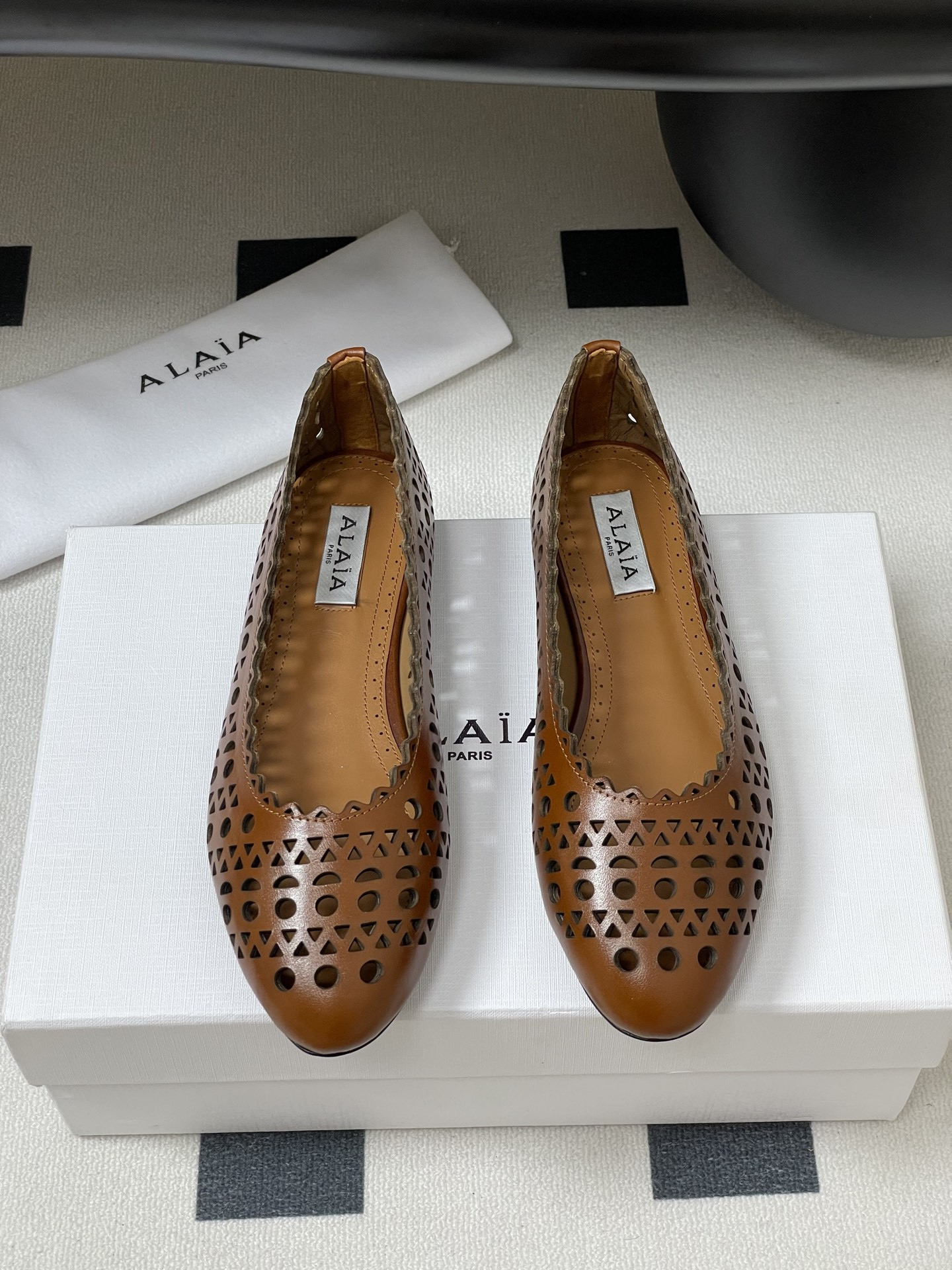 UA Alaïa Laser-cut Leather Ballet Flats(Customized Size 7-10 days production time)